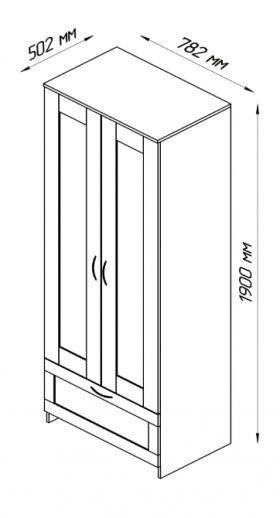 Шкаф двухдверный Сириус с 1 ящиком дуб сонома в Асино - asino.katalogmebeli.com | фото 2