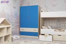 Шкаф двухстворчатый Дуб молочный/Голубой в Асино - asino.katalogmebeli.com | фото