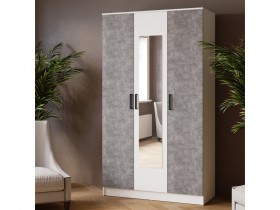 Шкаф комбинированный Ларс (1,2) с зеркалом белый/ателье светлое в Асино - asino.katalogmebeli.com | фото 3