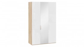 Шкаф комбинированный с 2 глухими и 1 зеркальной дверями правый «Эмбер» Яблоня Беллуно/Белый глянец в Асино - asino.katalogmebeli.com | фото