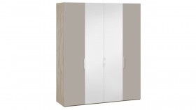 Шкаф комбинированный с 2 глухими и 2 зеркальными дверями «Эмбер» Баттл Рок/Серый глянец в Асино - asino.katalogmebeli.com | фото 1