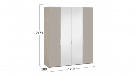 Шкаф комбинированный с 2 глухими и 2 зеркальными дверями «Эмбер» Баттл Рок/Серый глянец в Асино - asino.katalogmebeli.com | фото 2