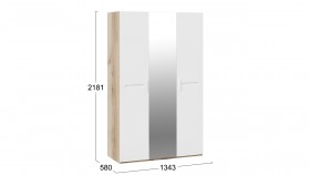 Шкаф комбинированный с 3-мя дверями «Фьюжн» Дуб делано/Белый глянец в Асино - asino.katalogmebeli.com | фото 3
