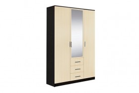 Шкаф 3-х створчатый комбинир с зеркалом Светлана (Венге/Дуб молочный) в Асино - asino.katalogmebeli.com | фото