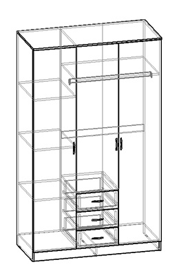 Шкаф 3-х створчатый комбинир с зеркалом Светлана (Венге/Дуб молочный) в Асино - asino.katalogmebeli.com | фото 3