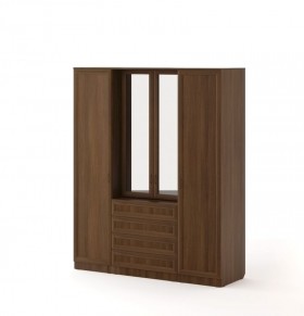 Шкаф с комодом Рамочный с зеркалами (Орех темный) в Асино - asino.katalogmebeli.com | фото