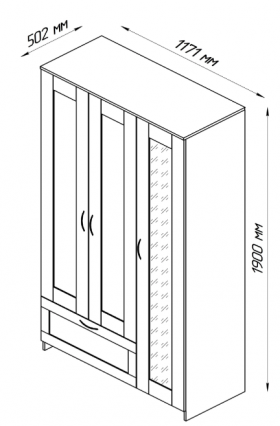 Шкаф трехдверный Сириус с зеркалом и 1 ящиком белый в Асино - asino.katalogmebeli.com | фото 2