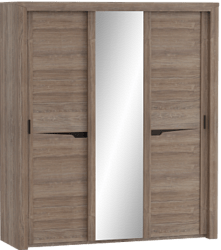 Шкаф трехдверный Соренто с раздвижными дверями Дуб стирлинг/Кофе структурный матовый в Асино - asino.katalogmebeli.com | фото 1