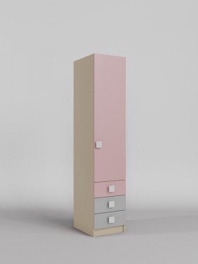 Шкаф угловой (секция с ящиками) Грэйси (Розовый/Серый/корпус Клен) в Асино - asino.katalogmebeli.com | фото 1