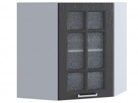 Шкаф верхний угловой со стеклом 590, ШВУС 590 (Клен серый/корпус белый) в Асино - asino.katalogmebeli.com | фото