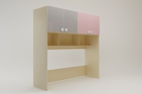 Система хранения над кроватью Грэйси (Розовый/Серый/корпус Клен) в Асино - asino.katalogmebeli.com | фото 2