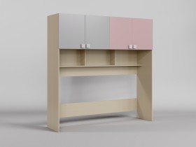 Система хранения над кроватью Грэйси (Розовый/Серый/корпус Клен) в Асино - asino.katalogmebeli.com | фото