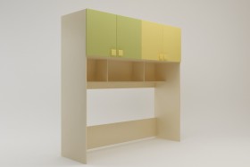 Система хранения над кроватью Смайли (Желтый/Зеленый/корпус Клен) в Асино - asino.katalogmebeli.com | фото