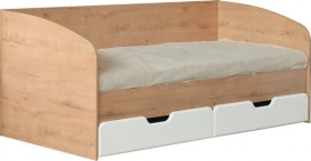 Скай М14 Кровать с ящиками 800*2000 (дуб бунратти/белый глянец) в Асино - asino.katalogmebeli.com | фото