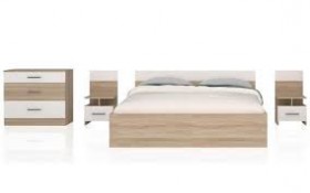Спальня Леси (кровать+комод+тумбы)  (Сонома/Белый) в Асино - asino.katalogmebeli.com | фото 2
