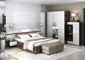 Спальня Вегас (Венге/Белый глянец) в Асино - asino.katalogmebeli.com | фото
