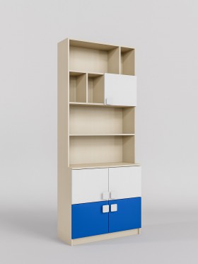 Стеллаж ТВ+ книги Скай люкс (Синий/Белый/корпус Клен) в Асино - asino.katalogmebeli.com | фото