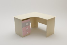 Стол угловой Грэйси (Розовый/Серый/корпус Клен) в Асино - asino.katalogmebeli.com | фото 2