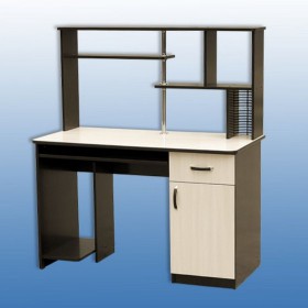 Компьютерный стол 1 с надстройкой (Венге/Дуб выбеленный) в Асино - asino.katalogmebeli.com | фото 2