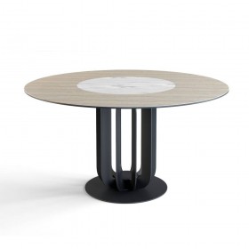 Стол круглый Rotor (160), шпон + керамика светлая в Асино - asino.katalogmebeli.com | фото