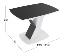 Стол обеденный «Гарда» Тип 1 (Белый/Стекло матовое черный графит) в Асино - asino.katalogmebeli.com | фото 3