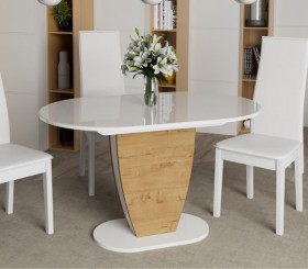 Стол обеденный «Монреаль» Тип 1 (Белый глянец/Бунратти) в Асино - asino.katalogmebeli.com | фото
