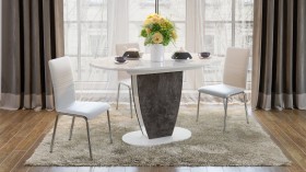 Стол обеденный «Монреаль» Тип 1 (Белый глянец/Моод темный) в Асино - asino.katalogmebeli.com | фото