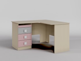 Стол угловой Грэйси (Розовый/Серый/корпус Клен) в Асино - asino.katalogmebeli.com | фото 1