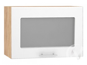 Шкаф со стеклом Валерия-М ШВГС-609 (Белый глянец/Дуб Крафт Золотой/верхний/горизонтальный/высокий) в Асино - asino.katalogmebeli.com | фото