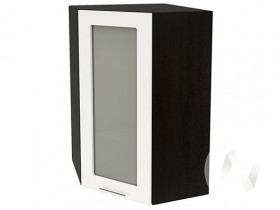 Угловой шкаф со стеклом Валерия-М ШВУС-599 (Белый глянец/Венге/верхний/высокий) в Асино - asino.katalogmebeli.com | фото